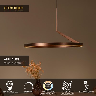 Lucide APPLAUSE - Pendelleuchten - Ø 60 cm - LED Dim. - CCT - 1x32W 2700K/4000K - Hand-Bewegungssensor - Kaffee | Premium